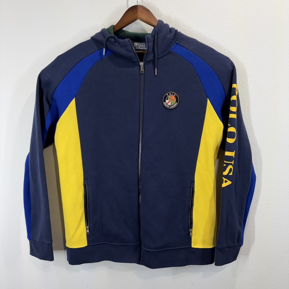 Vintage Polo Ralph Lauren USA Ski Hoodie Men's XL Full Zip Sweatshirt
